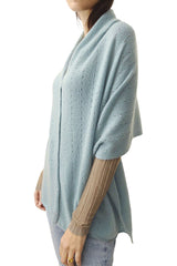 Blue green cashmere poncho sweater