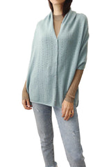 Duck egg green cashmere poncho - SEMON Cashmere
