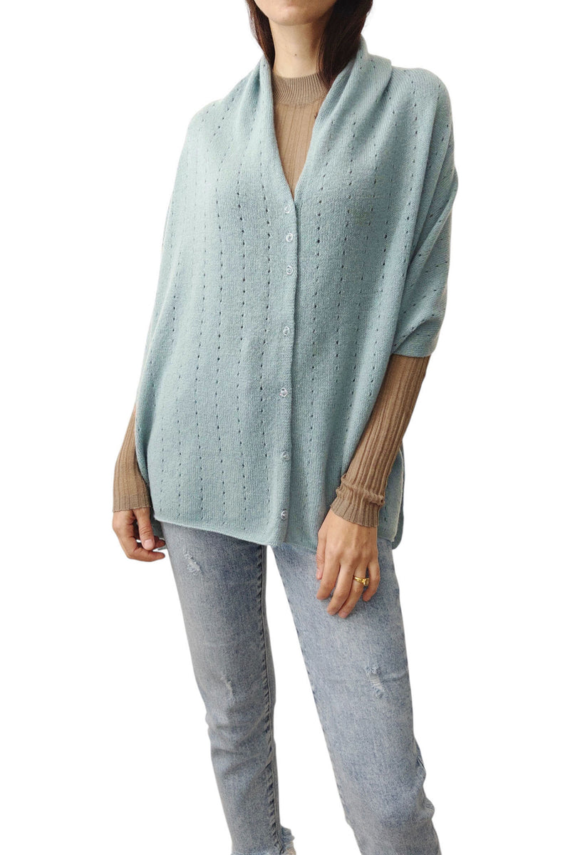 Duck egg green cashmere poncho - SEMON Cashmere
