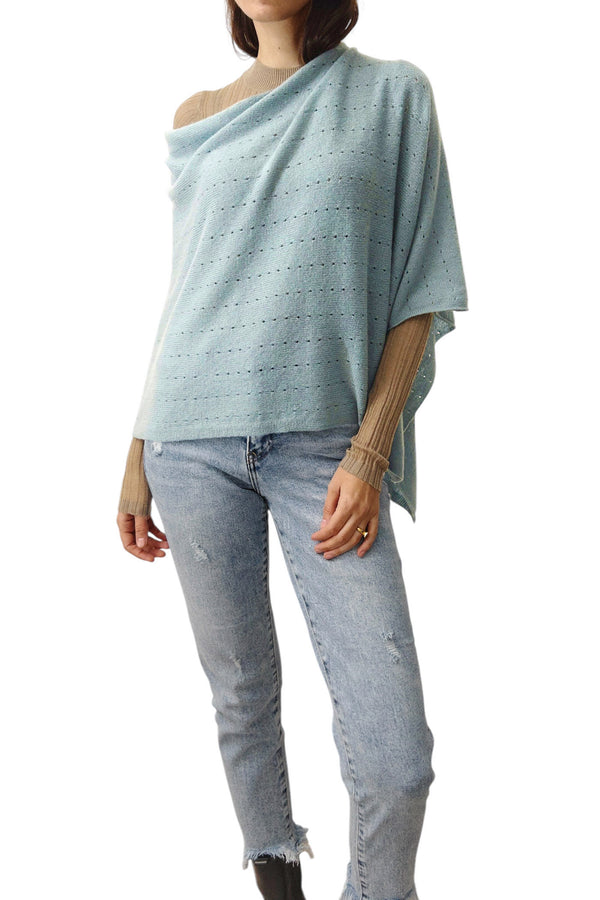 Green cashmere poncho - SEMON Cashmere