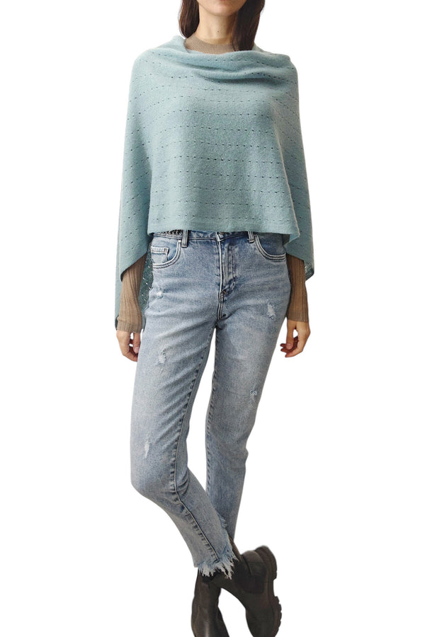 Duck egg Multiway cashmere poncho - SEMON Cashmere