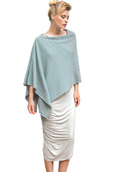 Blue green cashmere poncho - SEMON Cashmere