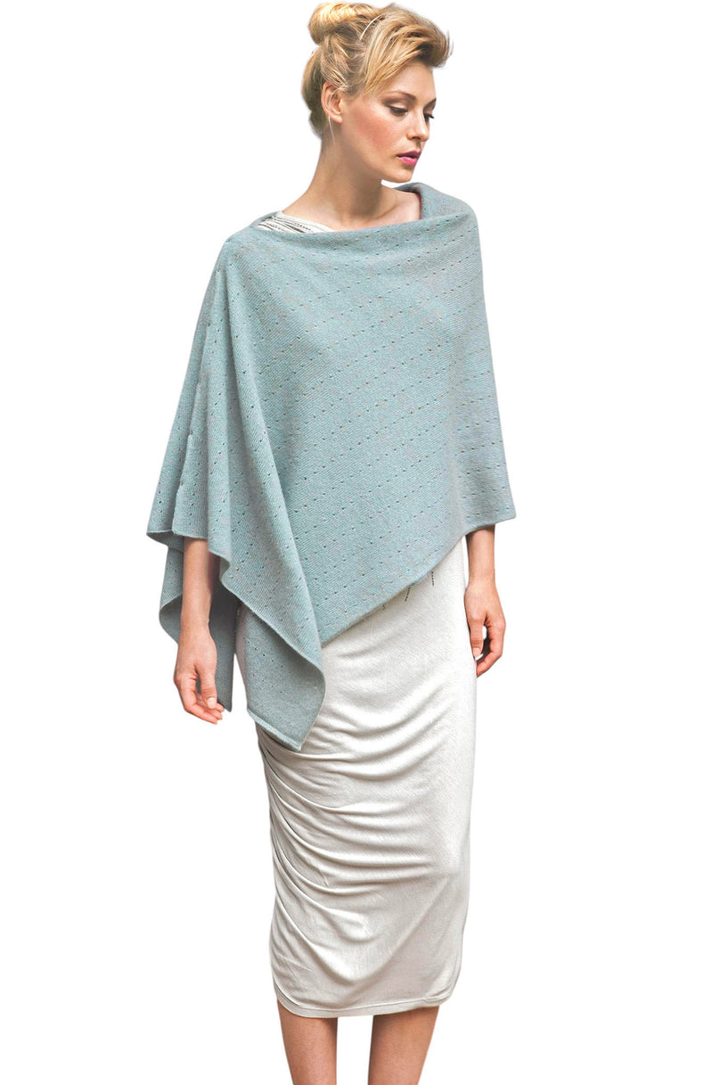 Blue green cashmere poncho UK