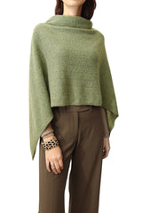 Light olive green cashmere poncho Multiway