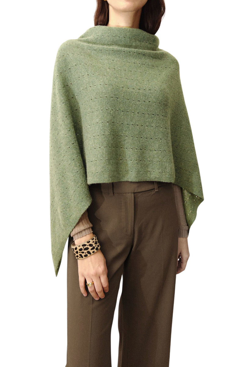 Light olive green cashmere poncho