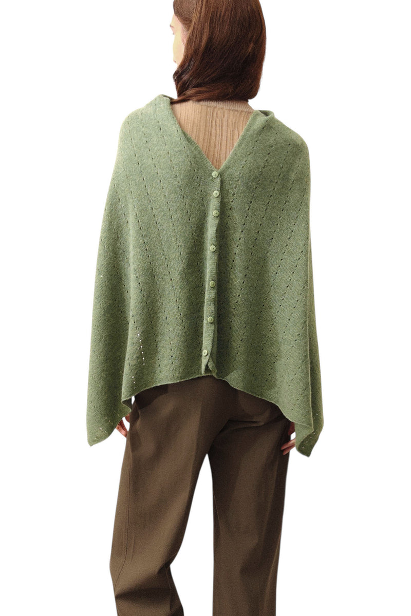 Cashmere poncho Multiway in light olive 