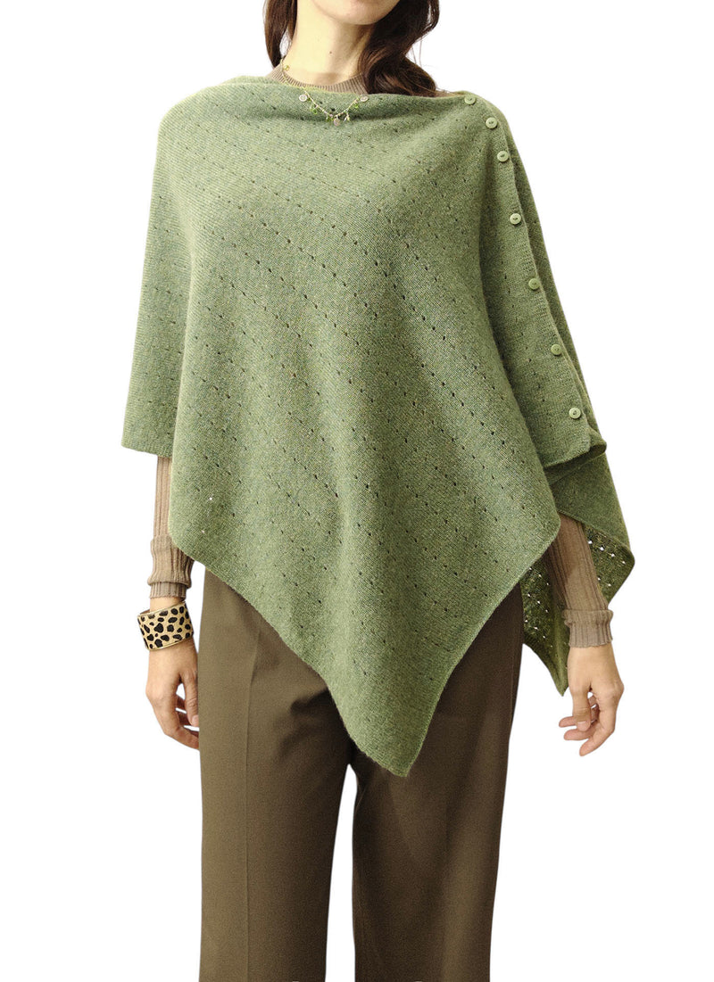 Cashmere poncho Multiway in olive green SEMON Cashmere