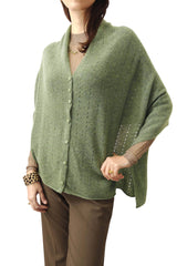 Olive green cashmere poncho Multiway SEMON Cashmere