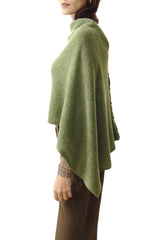 Olive green cashmere poncho Multiway side view
