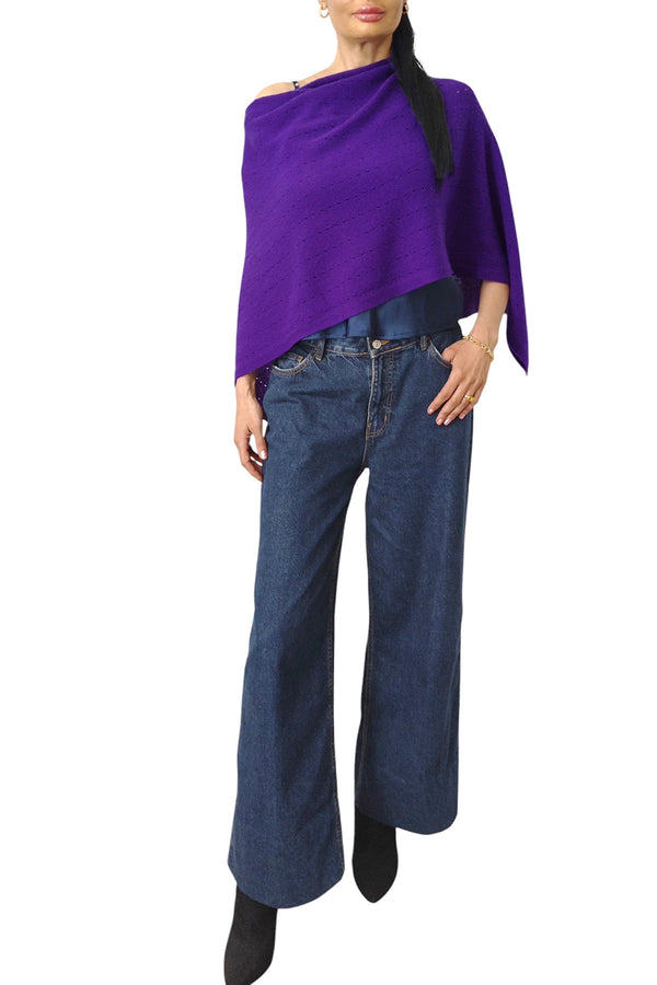 Cashmere poncho violet purple