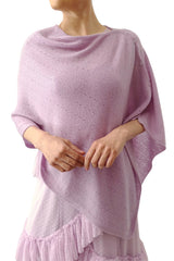Cashmere poncho with buttons lilac
