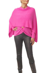 Cashmere poncho rose pink wear with matching cardigan