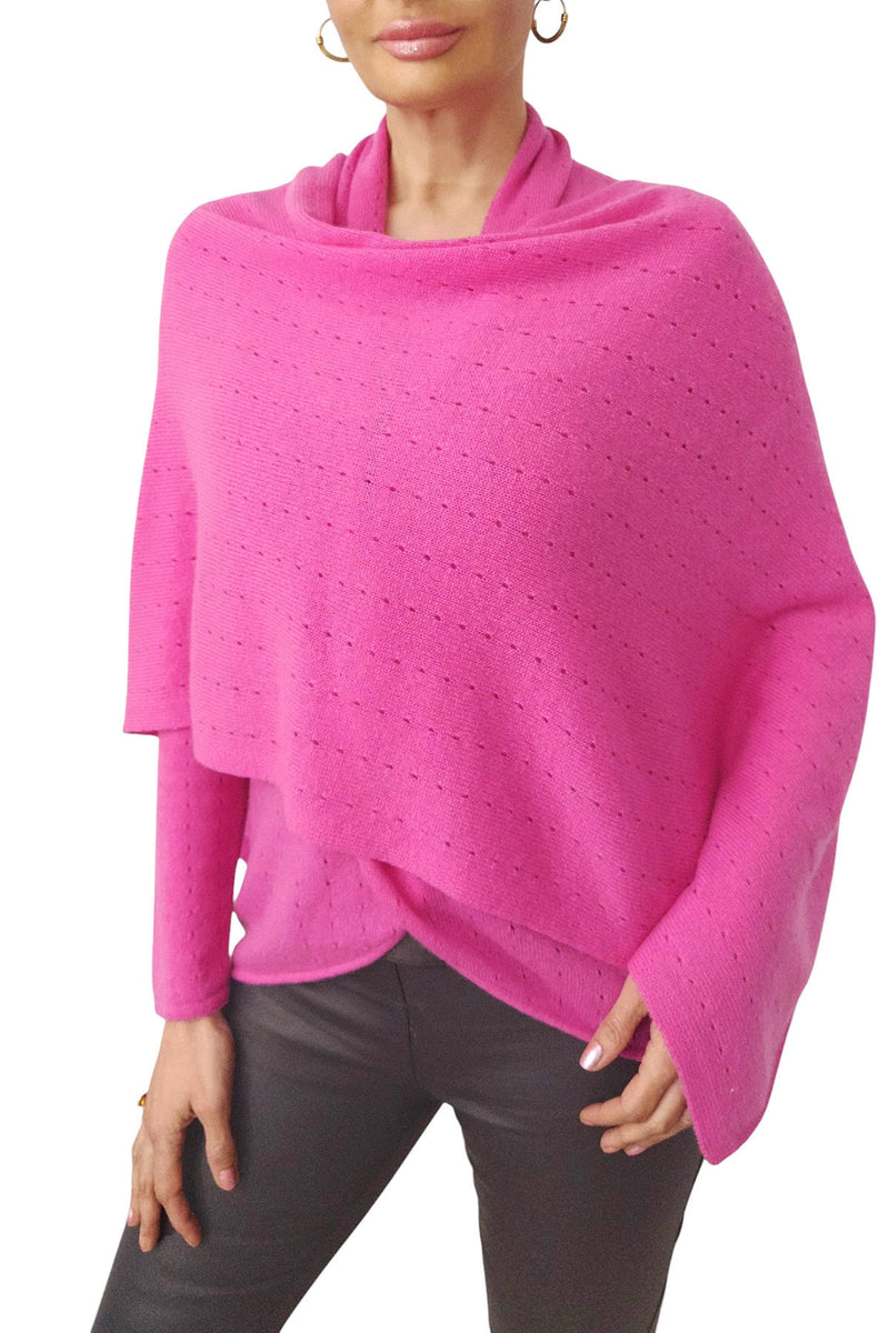Cashmere poncho rose pink