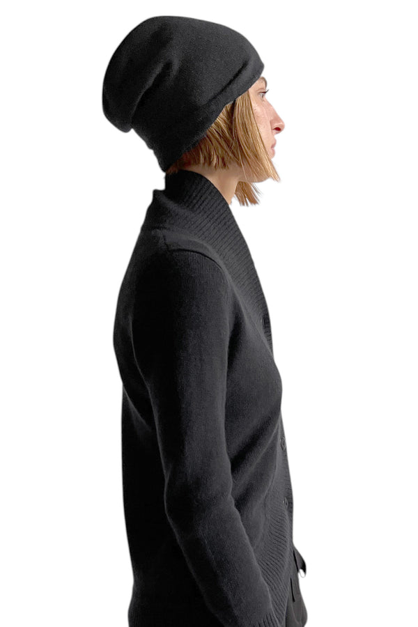 Black cashmere beanie UK