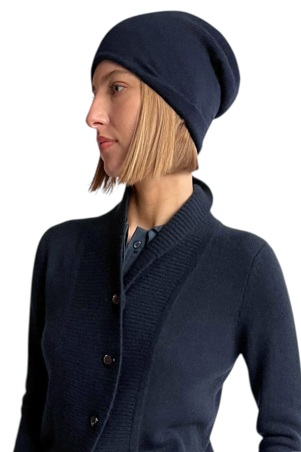 Cashmere beanie navy