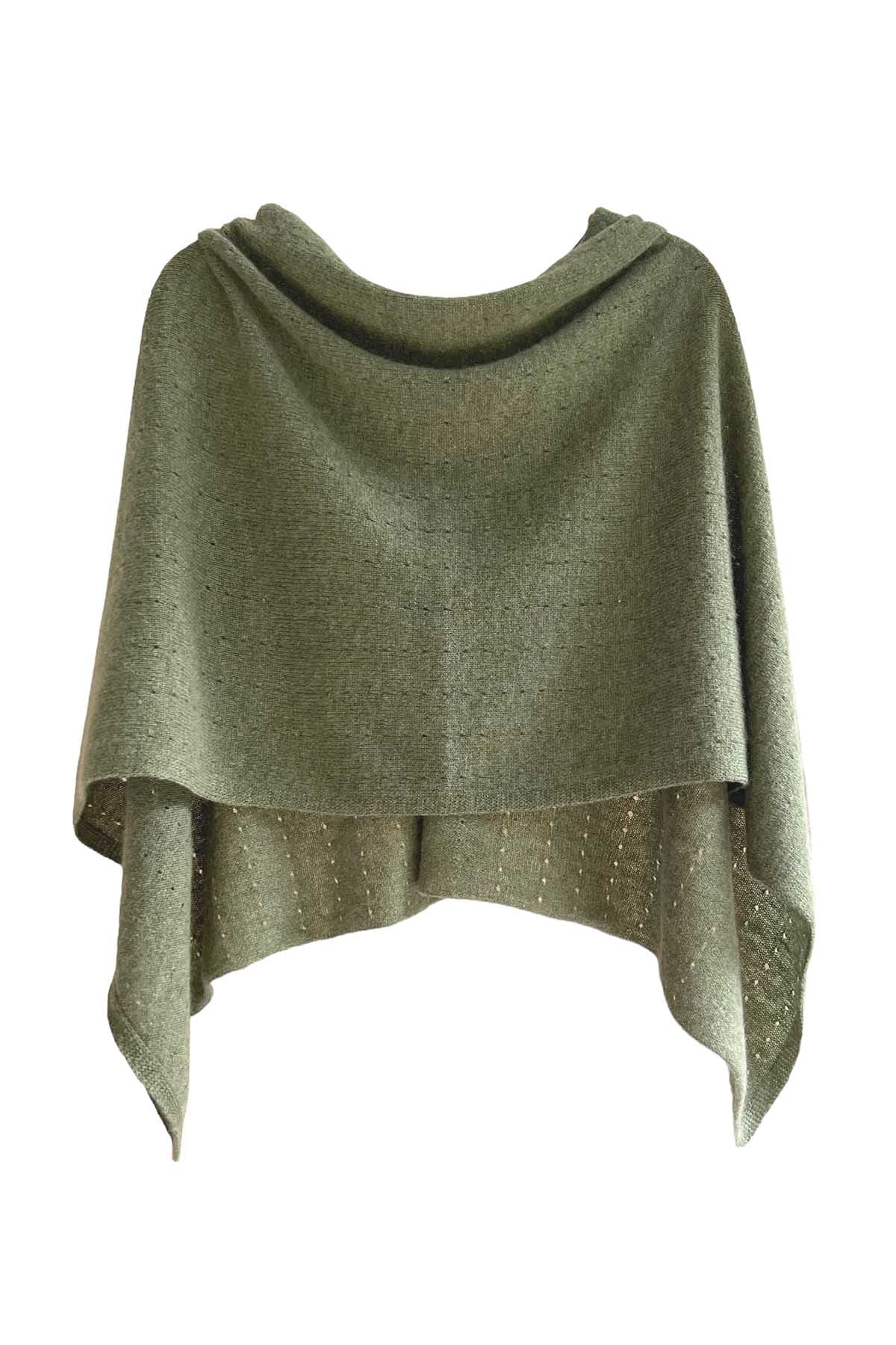 Light olive green Cashmere Poncho Wrap