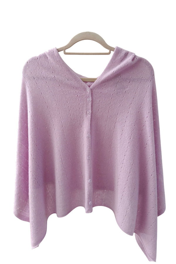 Lilac pink cashmere poncho