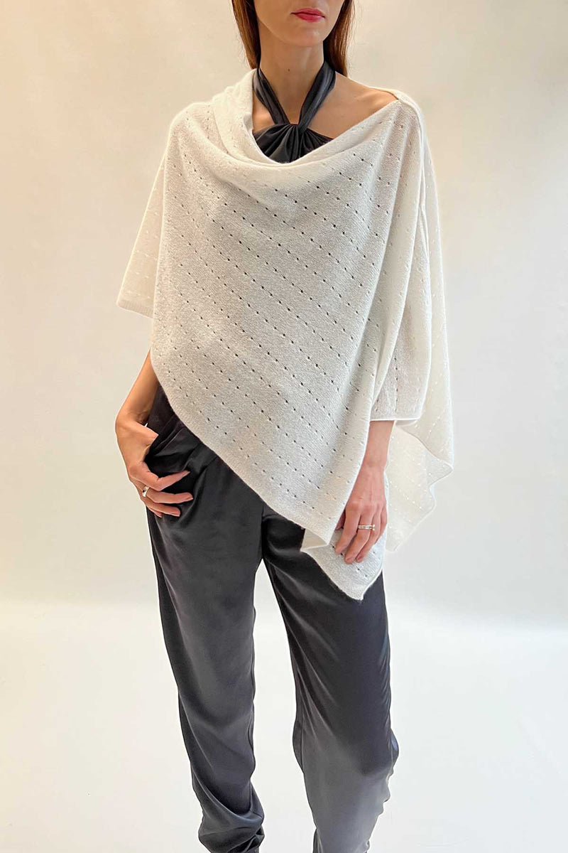 White Cashmere Poncho Wrap – - Main Image