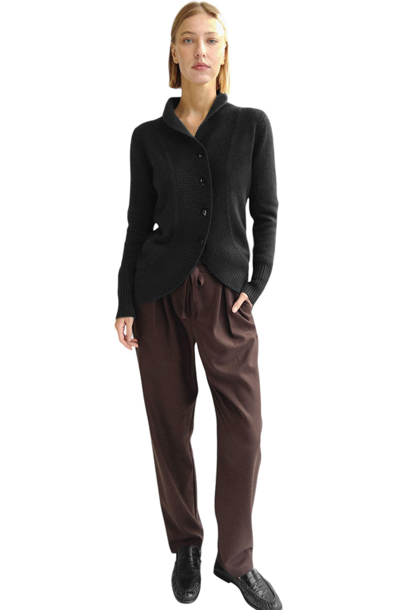 Black chunky cashmere cardigan with buttons - SEMON Cashmere