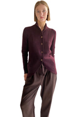 Burgundy chunky cashmere cardigan with buttons - SEMON Cashmere