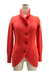 Chunky cashmere cardigan in burnt orange