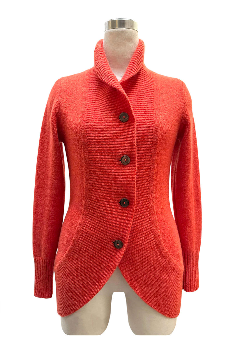 Chunky cashmere cardigan in burnt orange