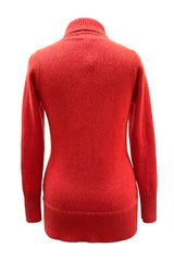 Chunky cashmere cardigan in burnt orange back view