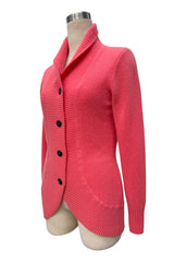 Chunky cashmere cardigan in coral