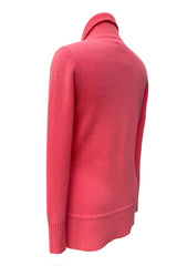 Chunky cashmere cardigan in coral, back