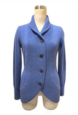 Chunky cashmere cardigan in heather blue