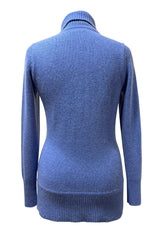 Chunky cashmere cardigan in heather blue back