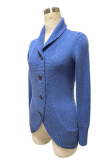 Chunky cashmere cardigan in heather blue side