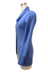 Chunky cashmere cardigan in heather blue side