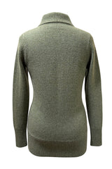 Chunky cashmere cardigan in olive green back