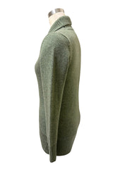 Chunky cashmere cardigan in olive green side