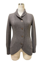 Chunky cashmere cardigan in taupe