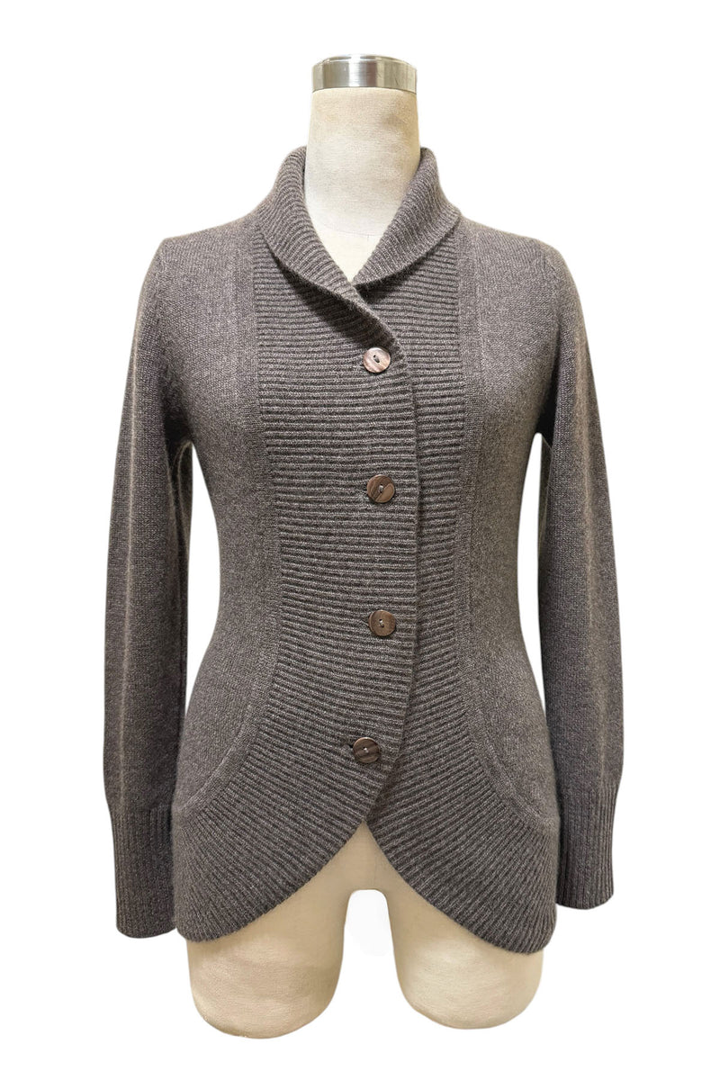 Chunky cashmere cardigan in taupe