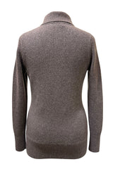 Chunky cashmere cardigan in taupe back