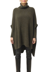 Cashmere Chunky Cape in dark olive green