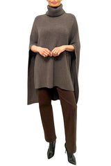 Cashmere Chunky Poncho in taupe brown