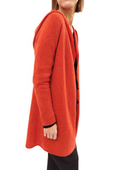 Long cashmere cardigan in burnt orange - hooded