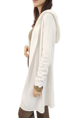 Long hooded cashmere cardigan white UK