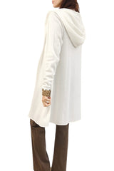 Long hooded cashmere cardigan white lightweight