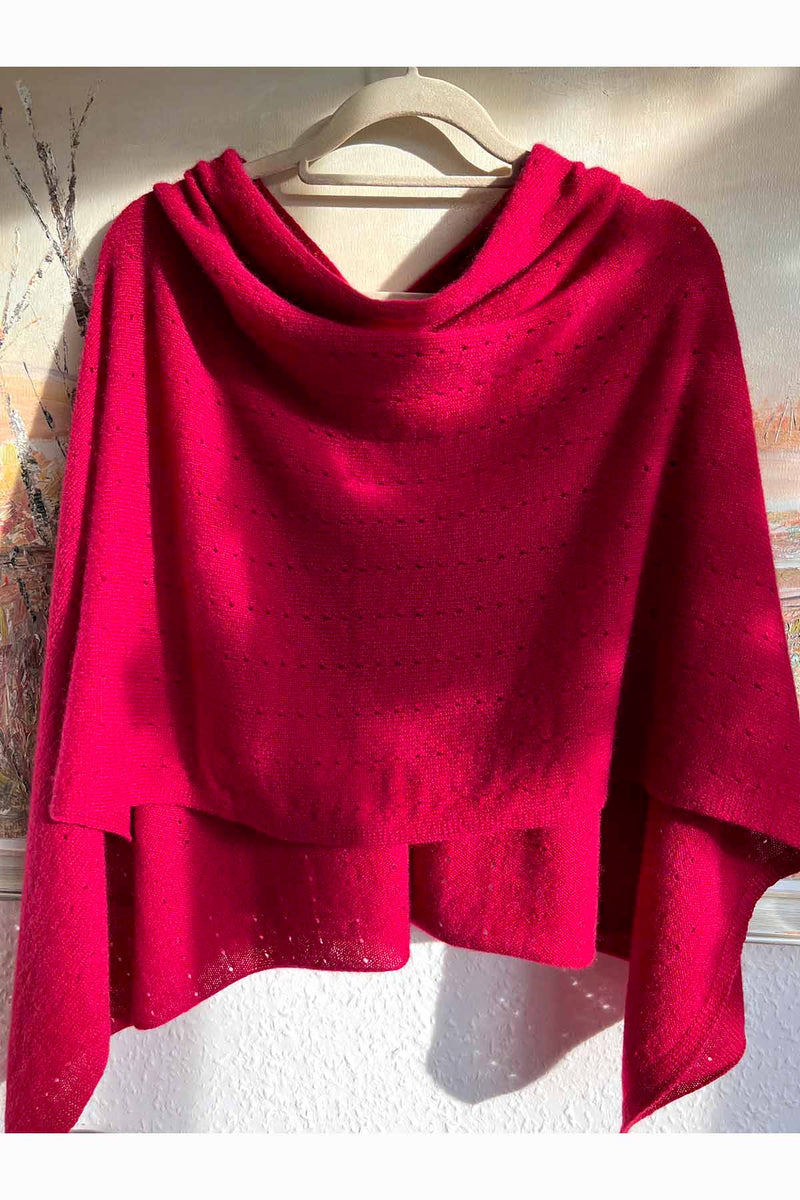 Maroon red cashmere poncho sweater SEMON