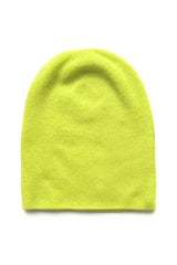 Neon yellow green cashmere beanie hat