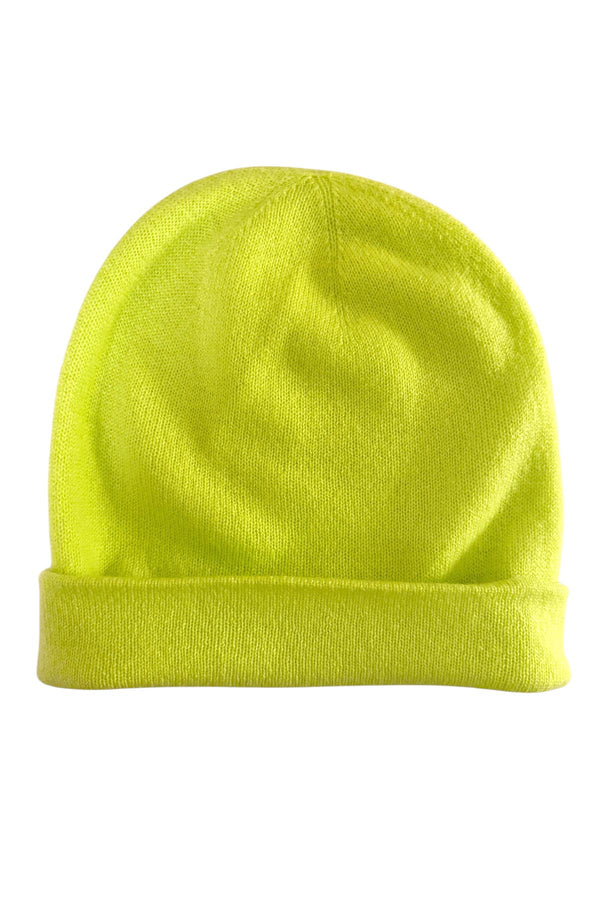 Neon yellow green cashmere beanie hat