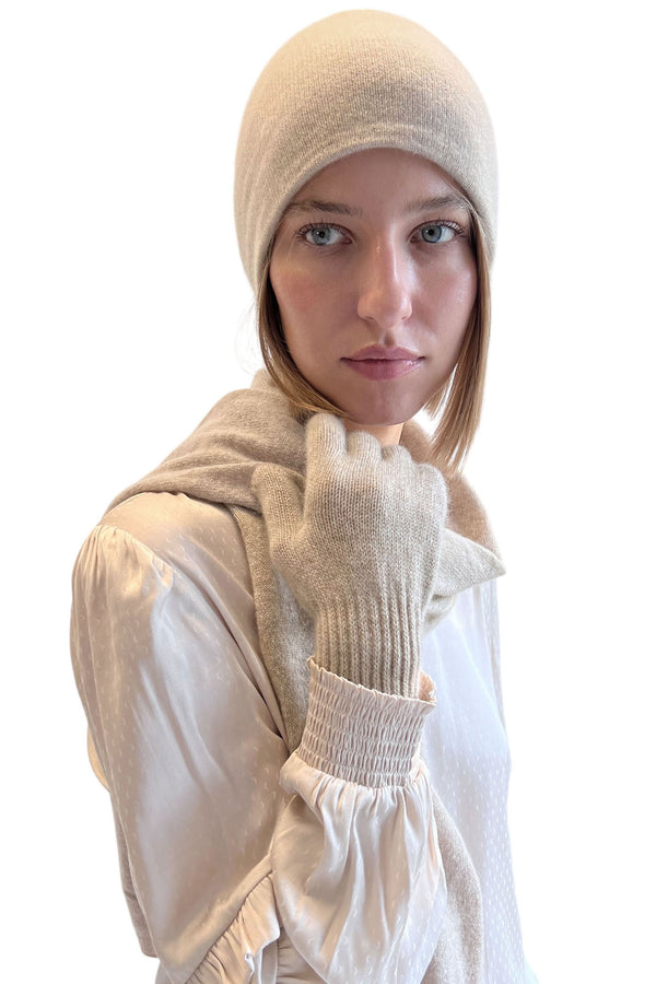 Oat cashmere gloves