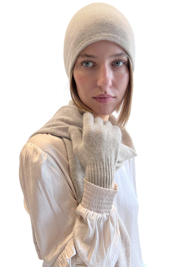 Cashmere beanie oat UK