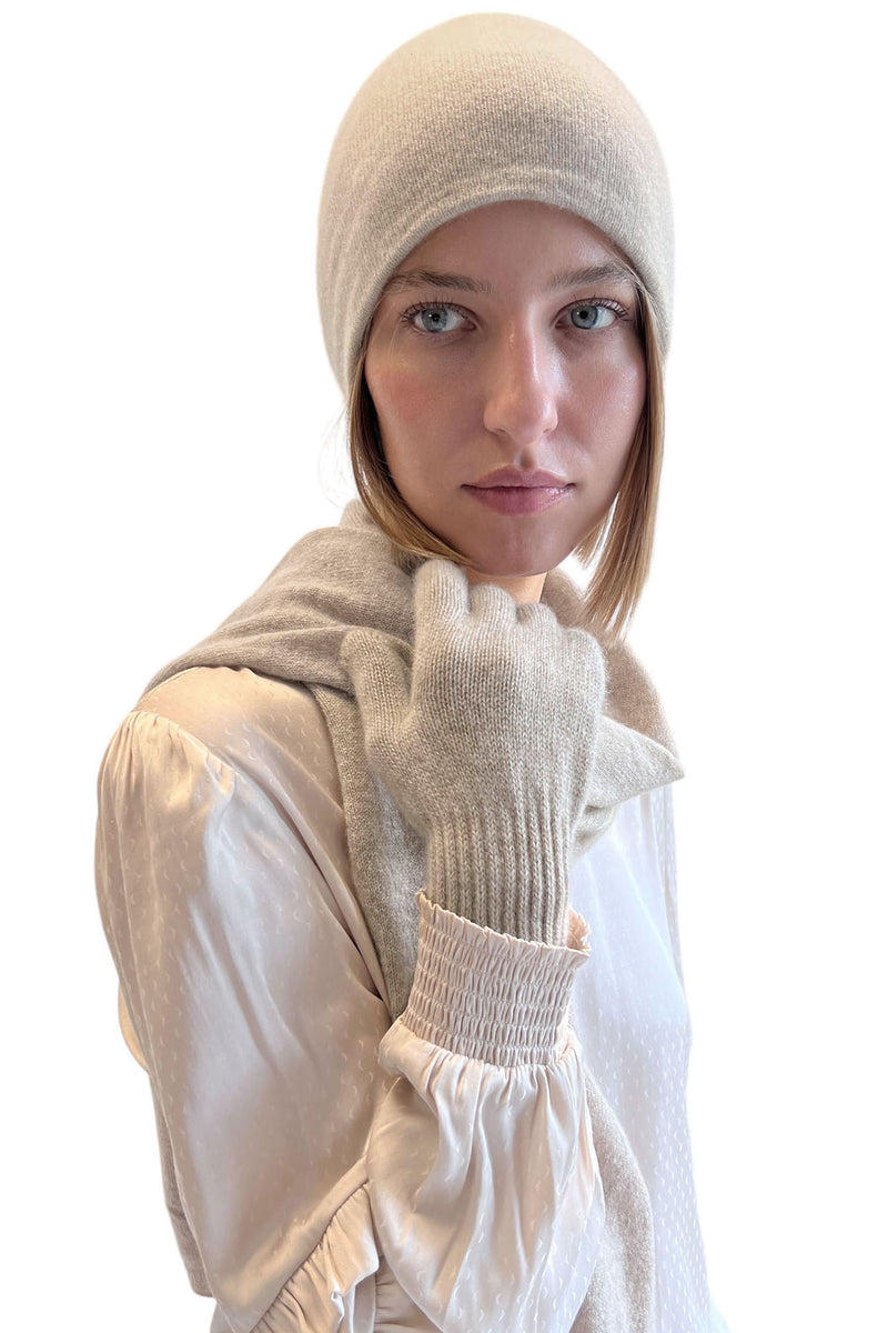 Cashmere beanie oat UK