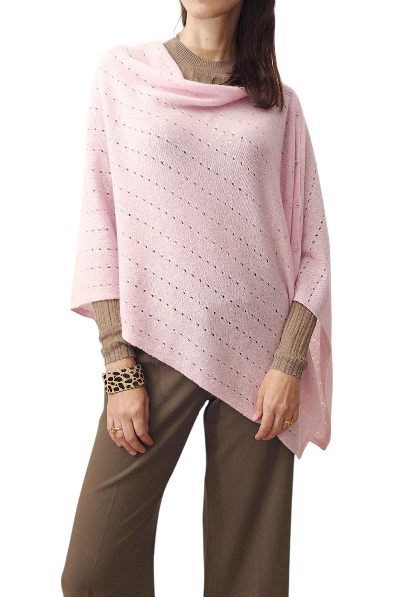 Pale pink cashmere poncho Multiway SEMON Cashmere